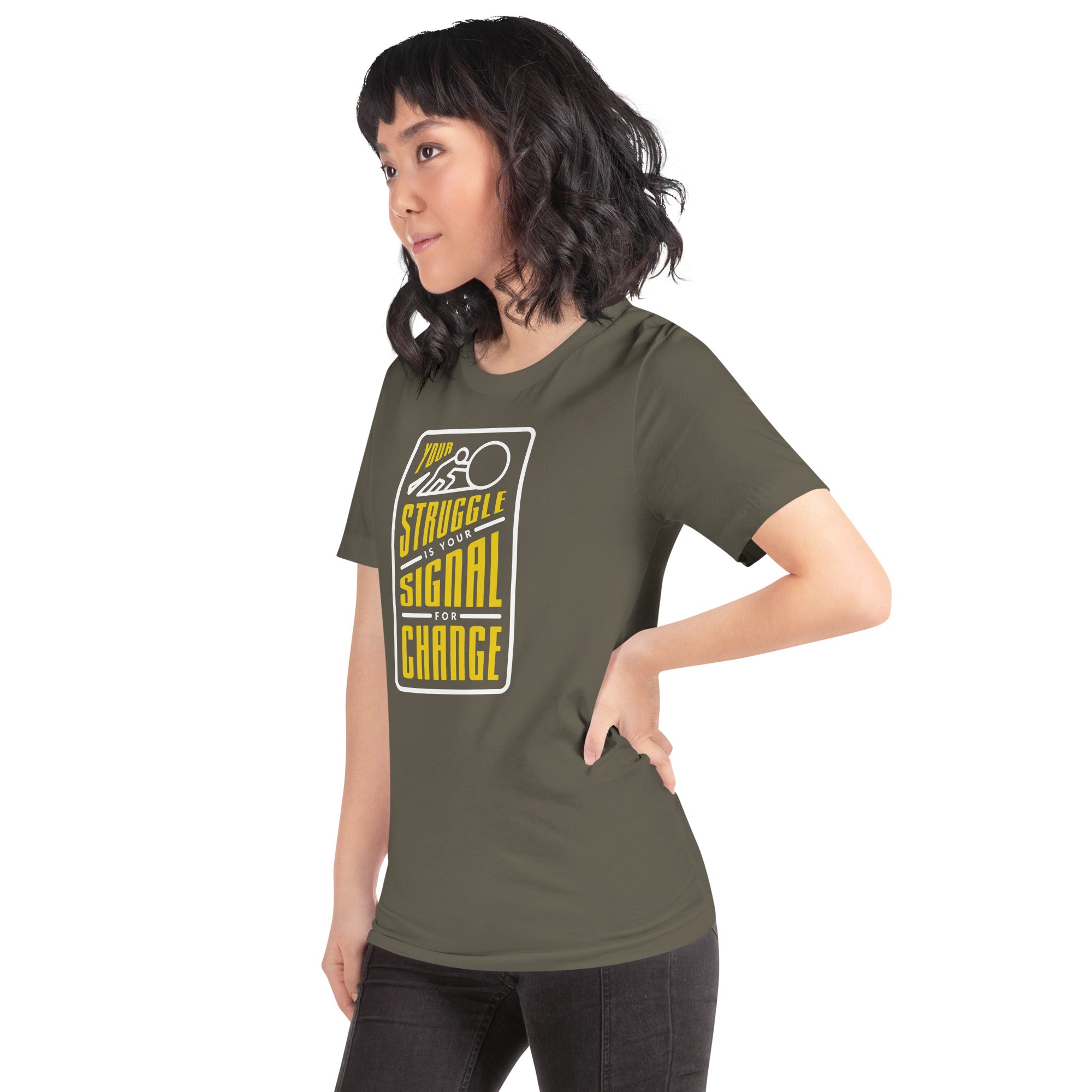 Your Struggle is Your Signal For Change | Short-Sleeve Unisex T-Shirt | Black & Yellow