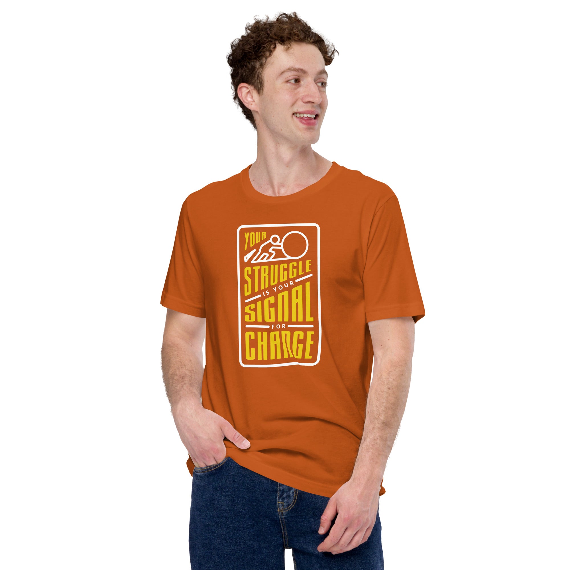 Your Struggle is Your Signal For Change | Short-Sleeve Unisex T-Shirt | Black & Yellow