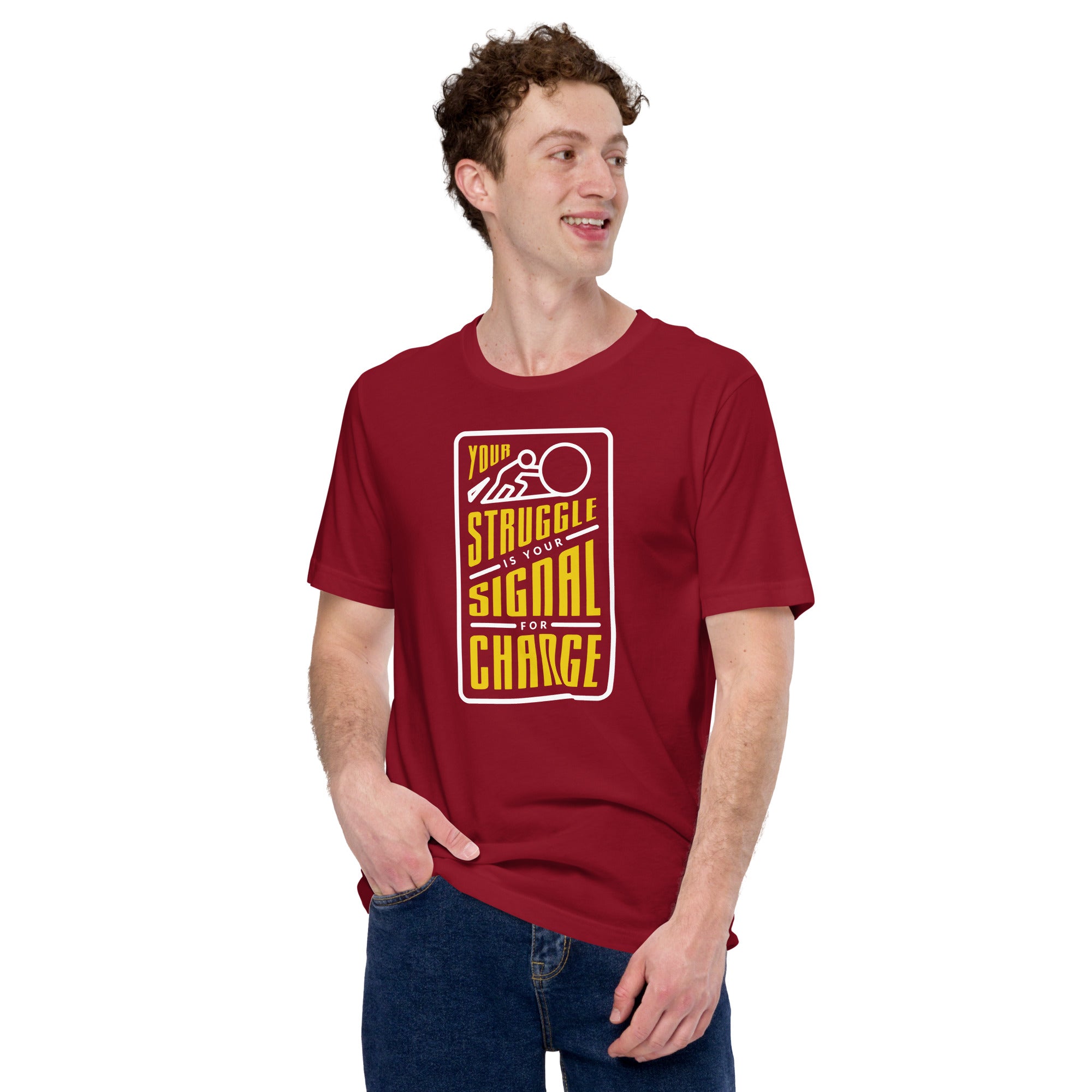 Your Struggle is Your Signal For Change | Short-Sleeve Unisex T-Shirt | Black & Yellow