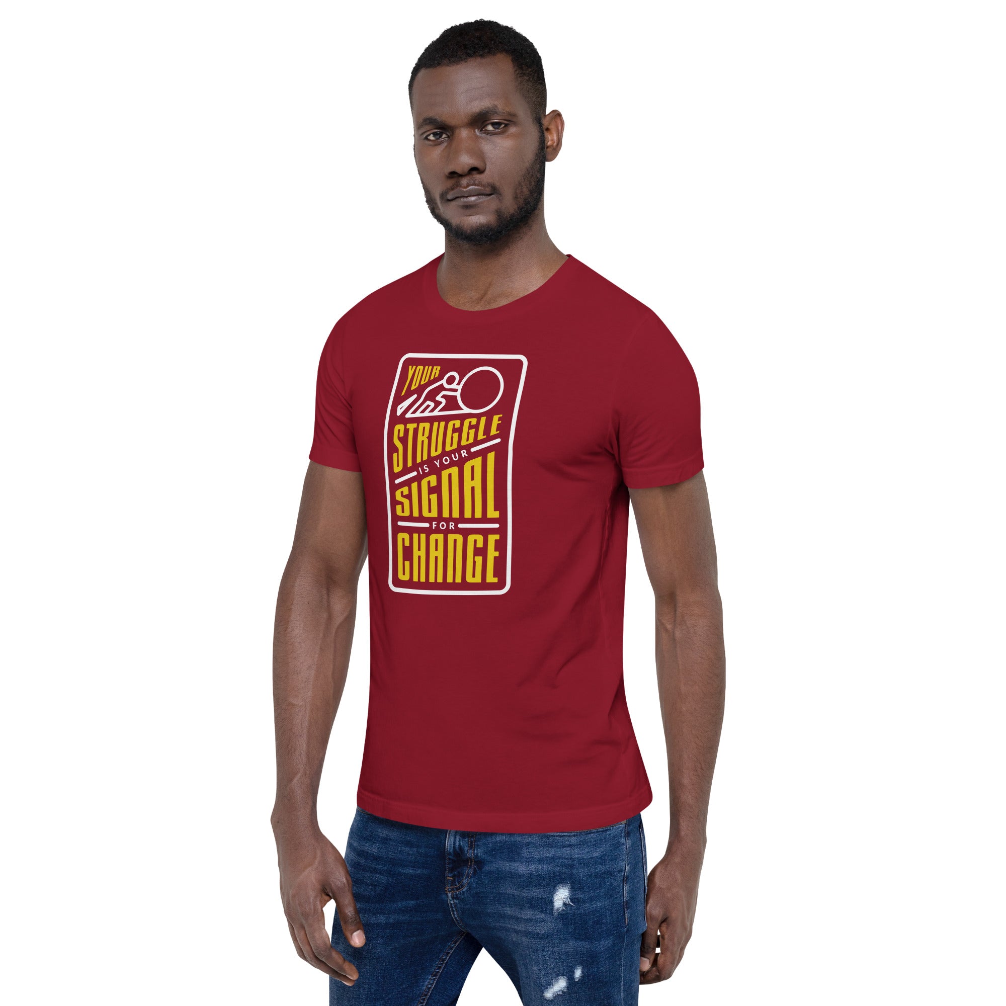 Your Struggle is Your Signal For Change | Short-Sleeve Unisex T-Shirt | Black & Yellow