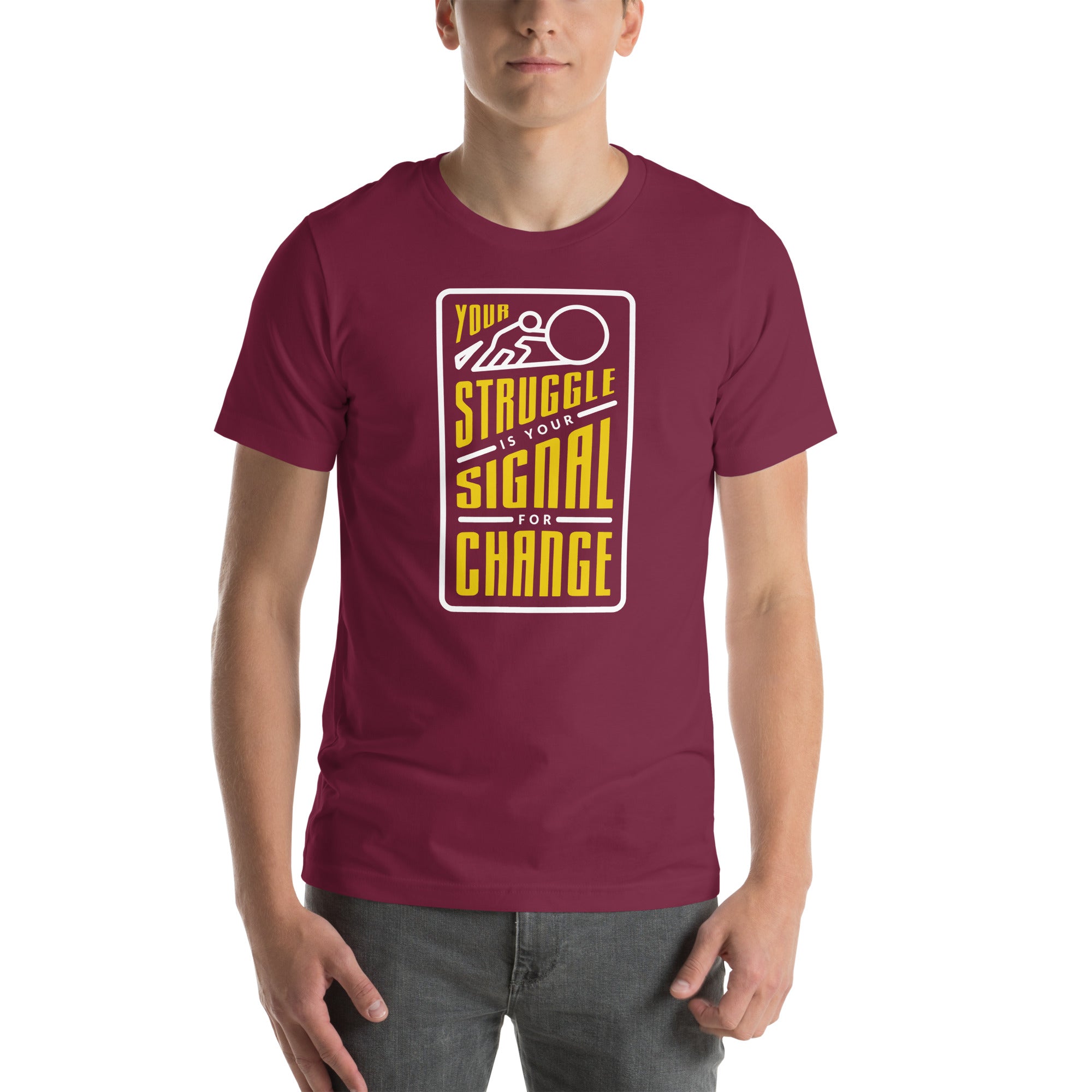 Your Struggle is Your Signal For Change | Short-Sleeve Unisex T-Shirt | Black & Yellow