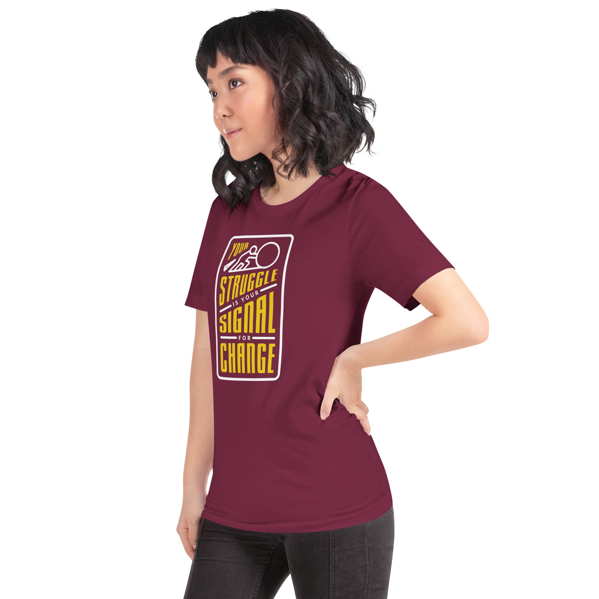 Your Struggle is Your Signal For Change | Short-Sleeve Unisex T-Shirt | Black & Yellow