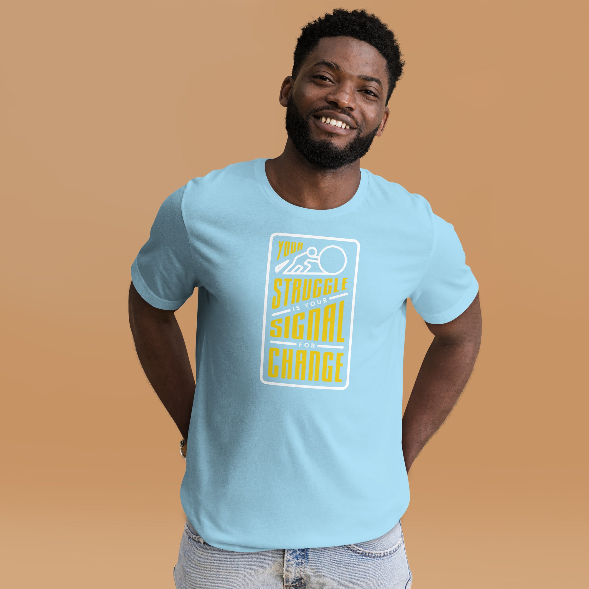 Your Struggle is Your Signal For Change | Short-Sleeve Unisex T-Shirt | Black & Yellow