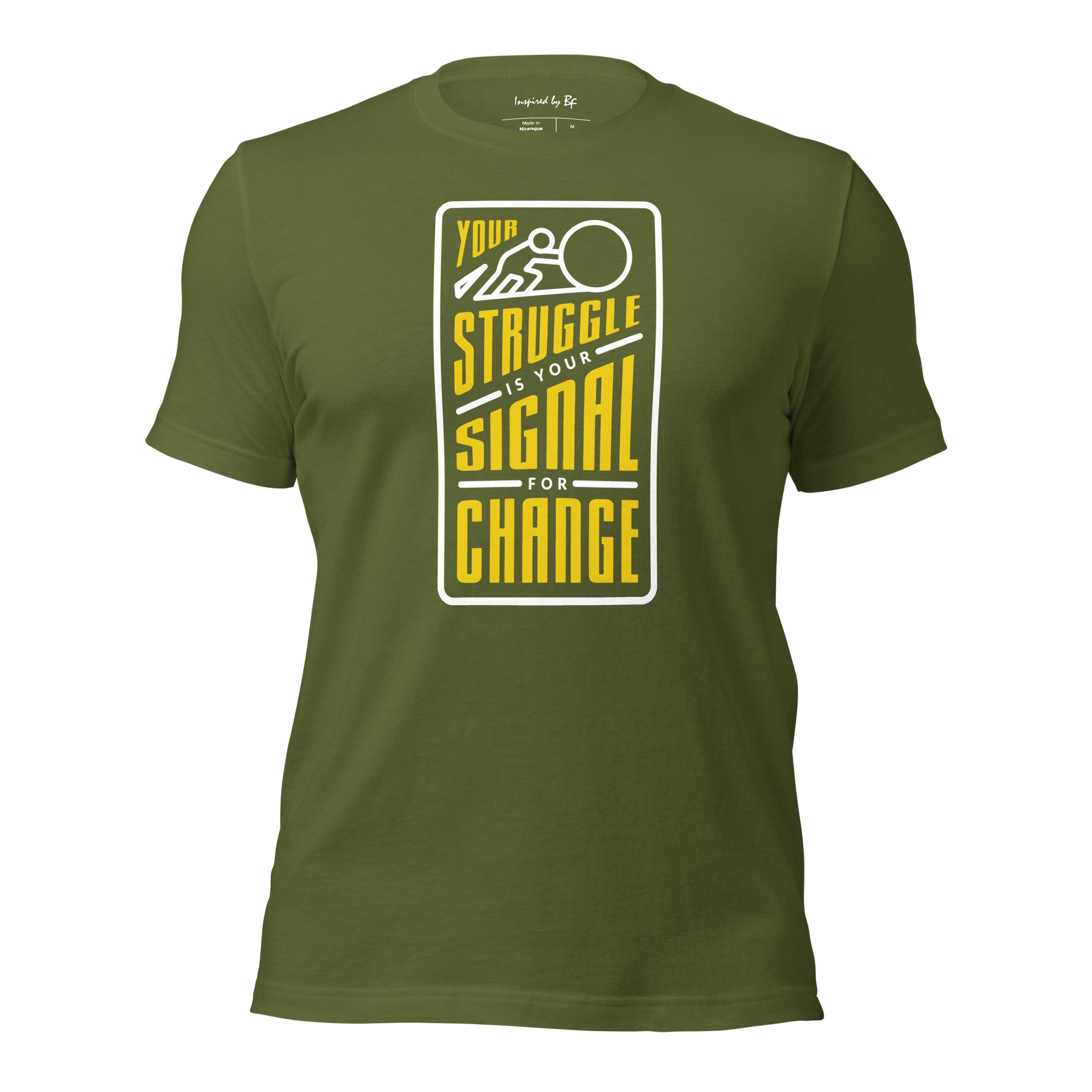 Your Struggle is Your Signal For Change | Short-Sleeve Unisex T-Shirt | Black & Yellow