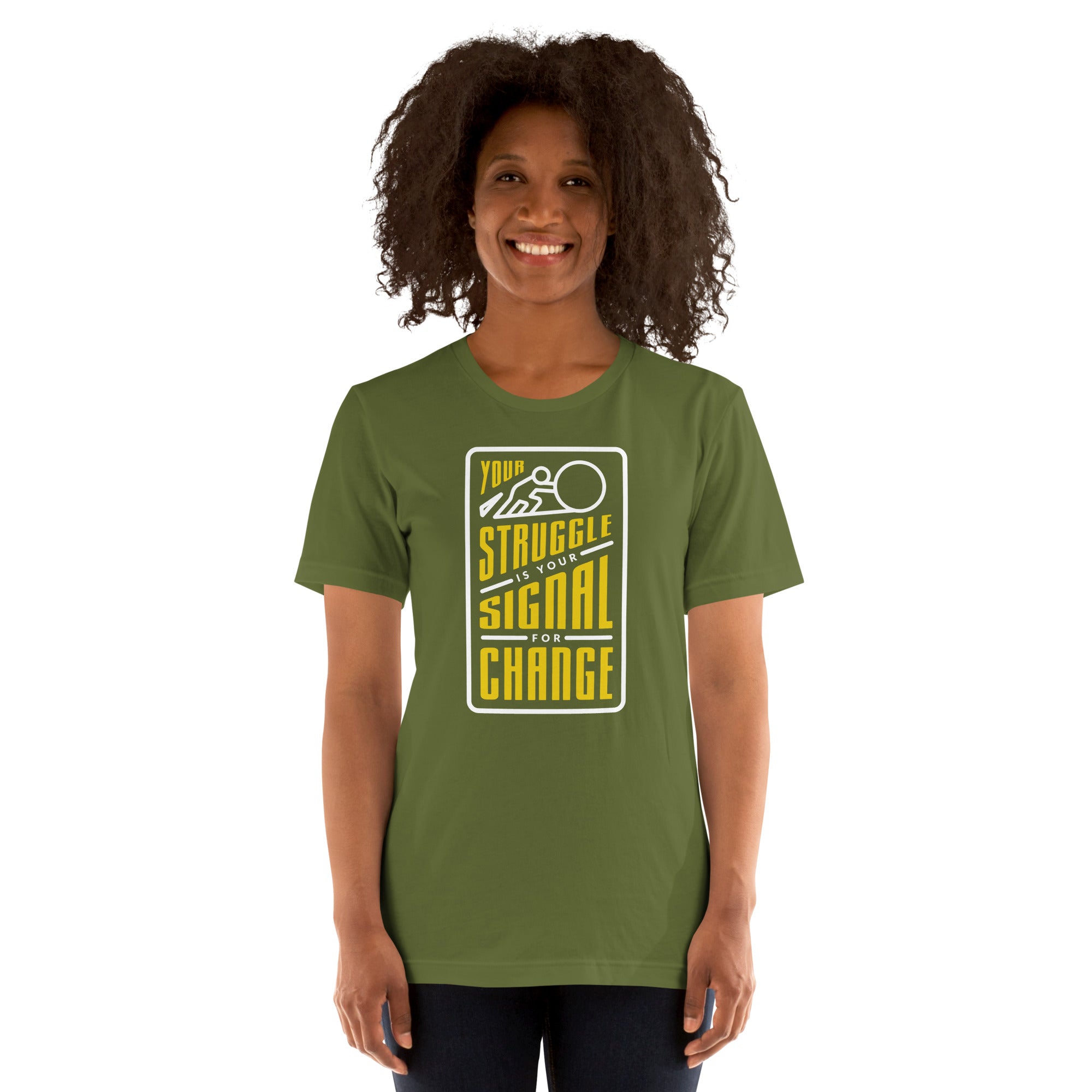Your Struggle is Your Signal For Change | Short-Sleeve Unisex T-Shirt | Black & Yellow