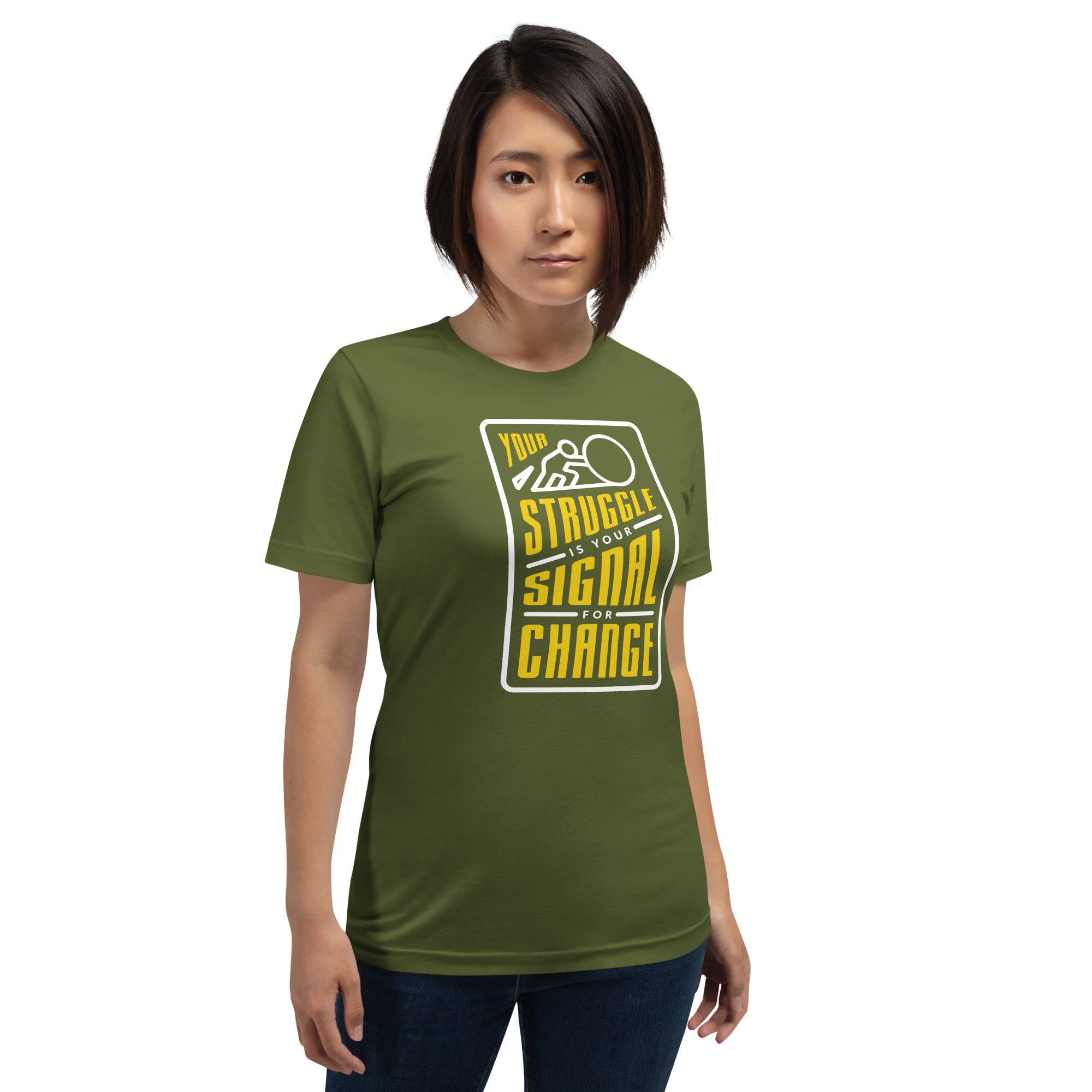 Your Struggle is Your Signal For Change | Short-Sleeve Unisex T-Shirt | Black & Yellow