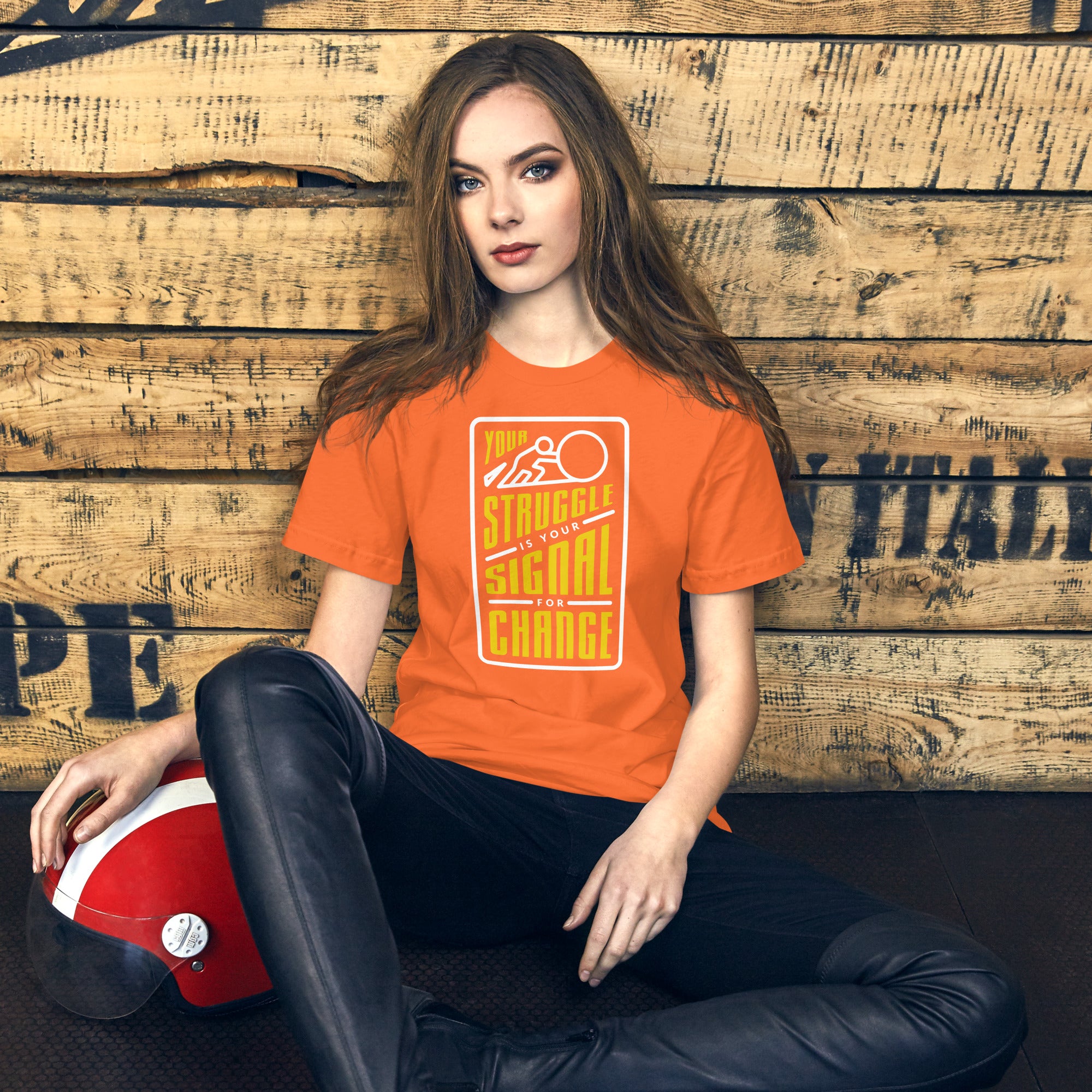 Your Struggle is Your Signal For Change | Short-Sleeve Unisex T-Shirt | Black & Yellow