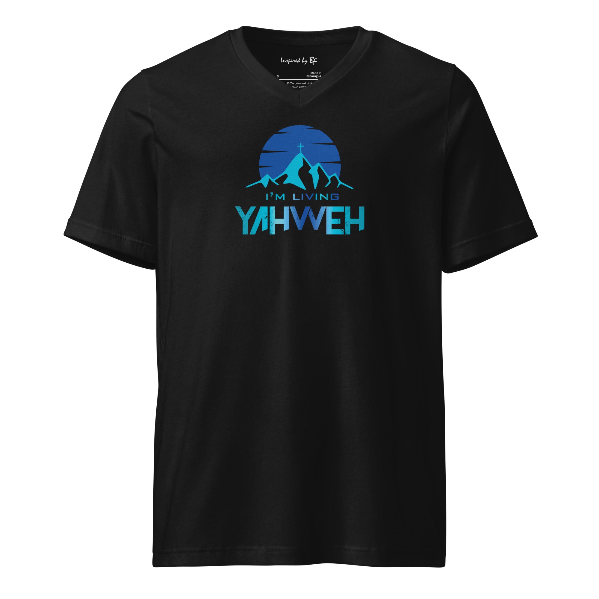 I'm Living Yahweh | Unisex Short Sleeve V-Neck T-Shirt | Sapphire