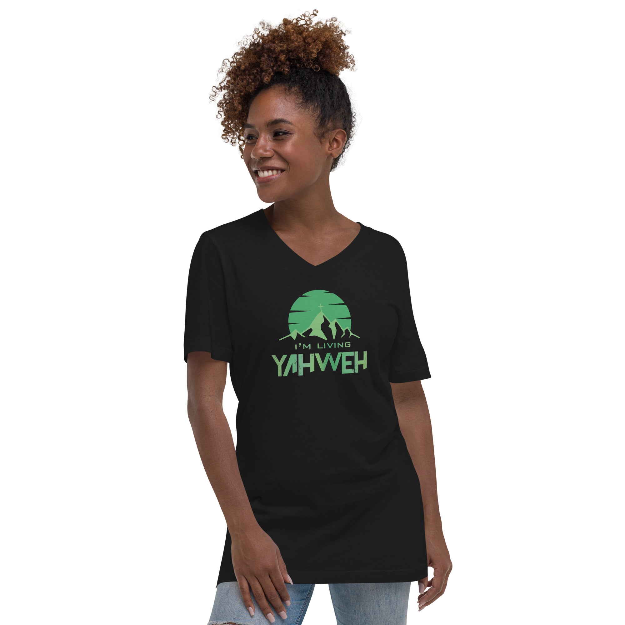 I'm Living Yahweh | Unisex Short Sleeve V-Neck T-Shirt | Emerald
