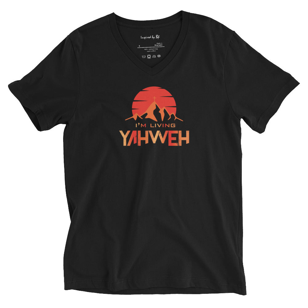 I'm Living Yahweh | Unisex Short Sleeve V-Neck T-Shirt | Ruby