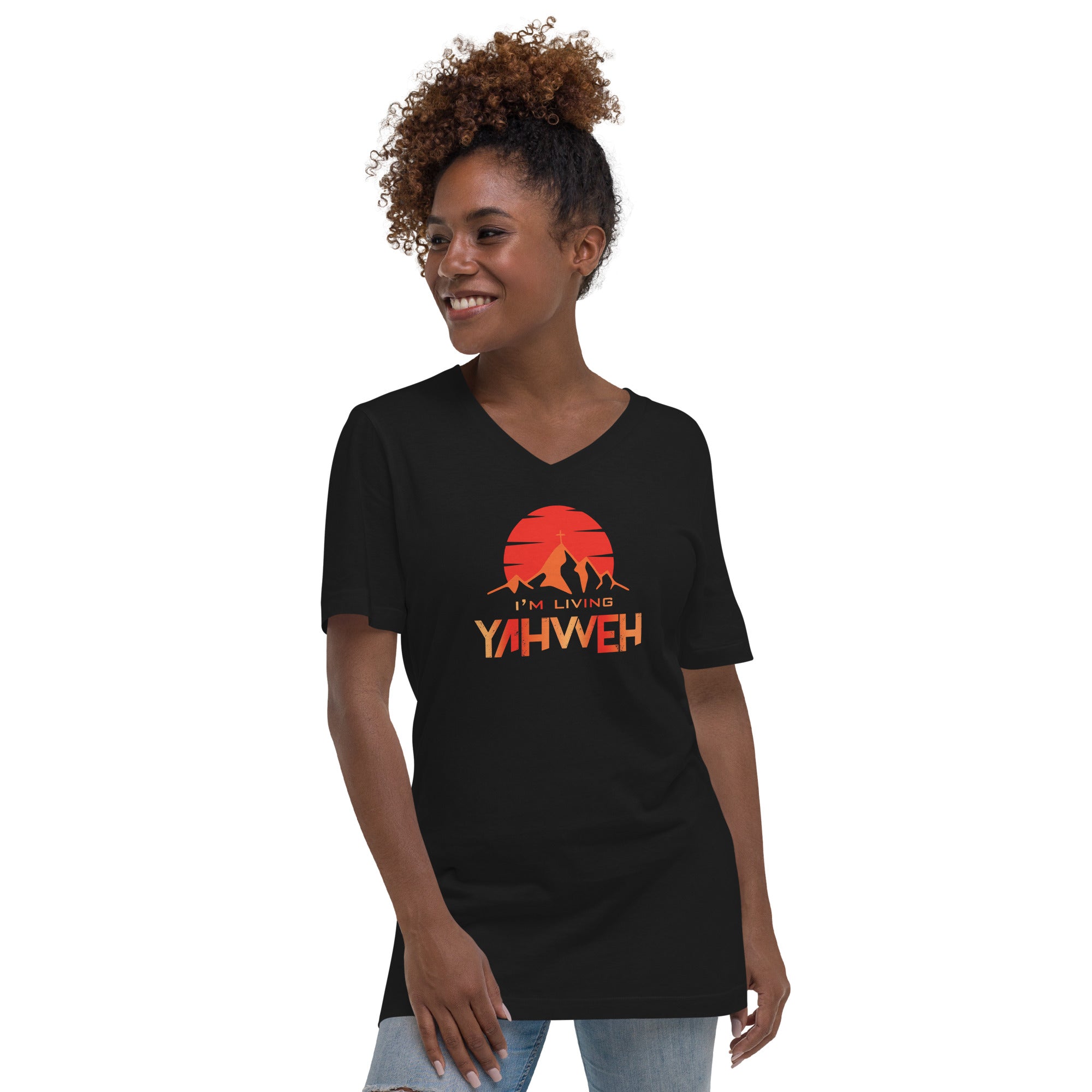 I'm Living Yahweh | Unisex Short Sleeve V-Neck T-Shirt | Ruby