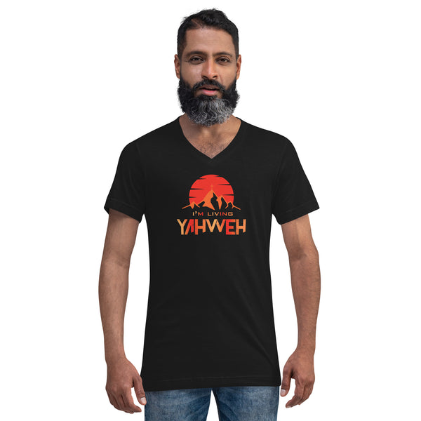 I'm Living Yahweh | Unisex Short Sleeve V-Neck T-Shirt | Ruby
