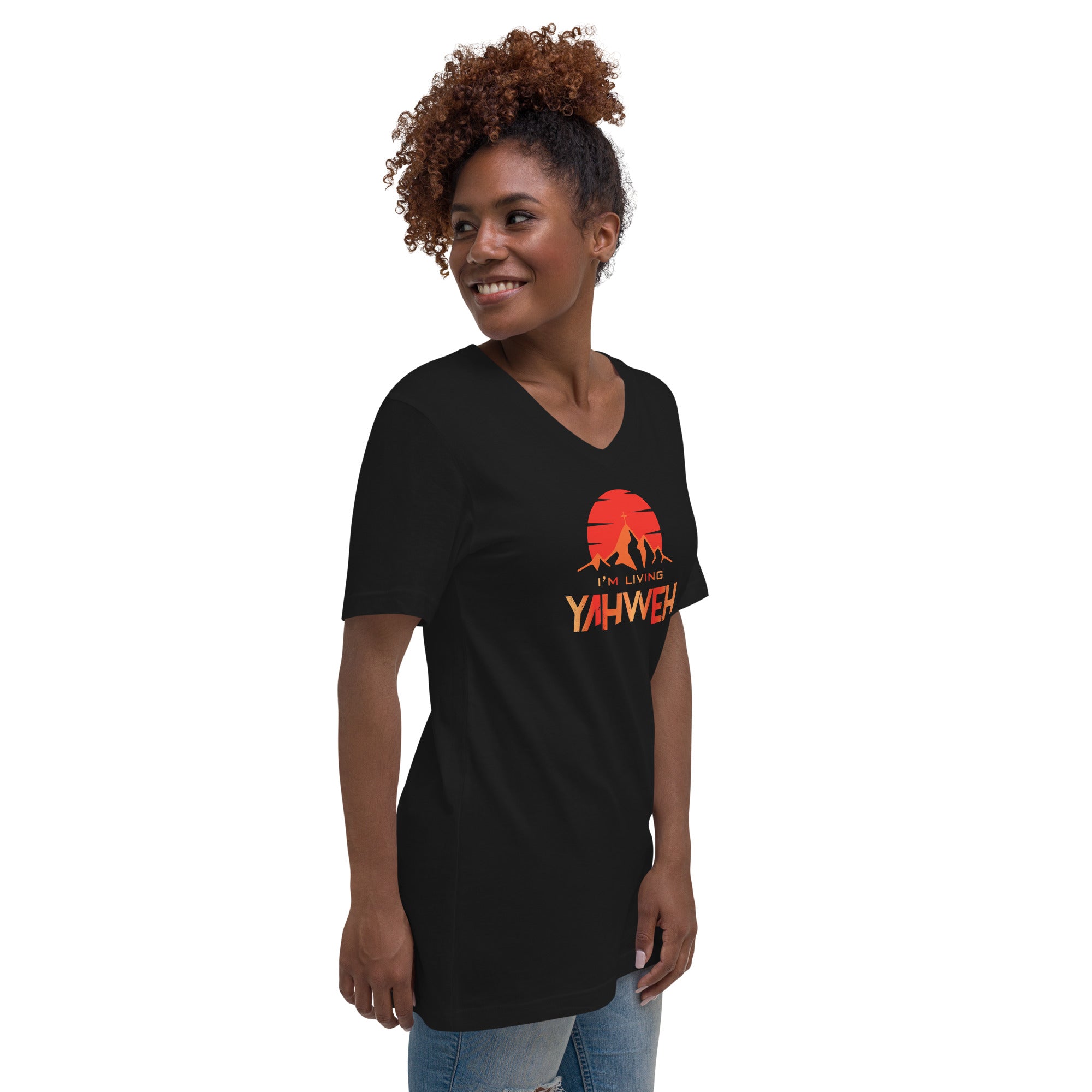 I'm Living Yahweh | Unisex Short Sleeve V-Neck T-Shirt | Ruby