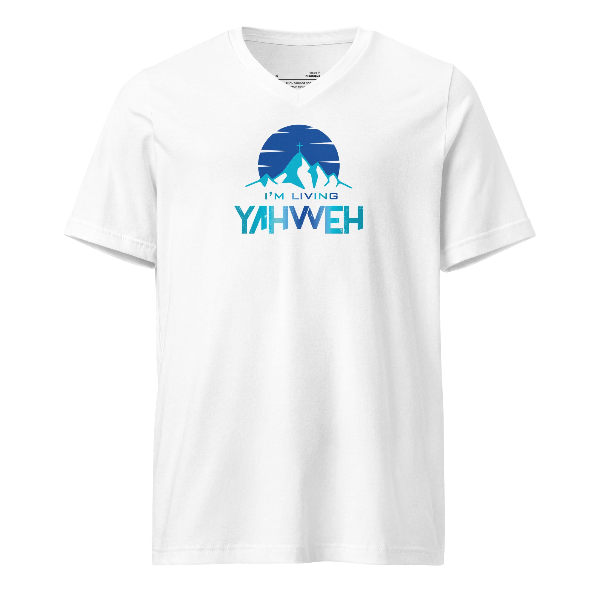 I'm Living Yahweh | Unisex Short Sleeve V-Neck T-Shirt | Sapphire