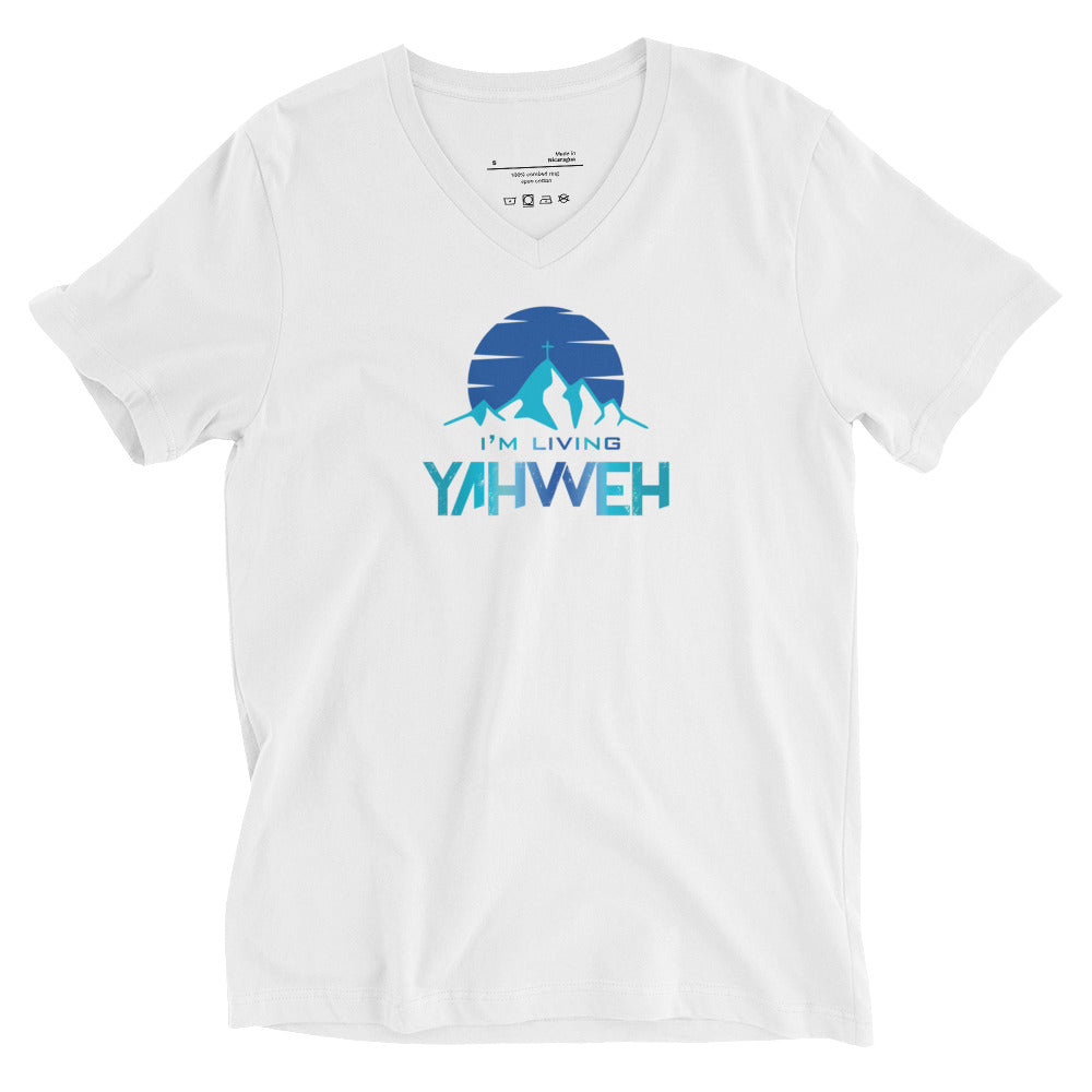 I'm Living Yahweh | Unisex Short Sleeve V-Neck T-Shirt | Sapphire