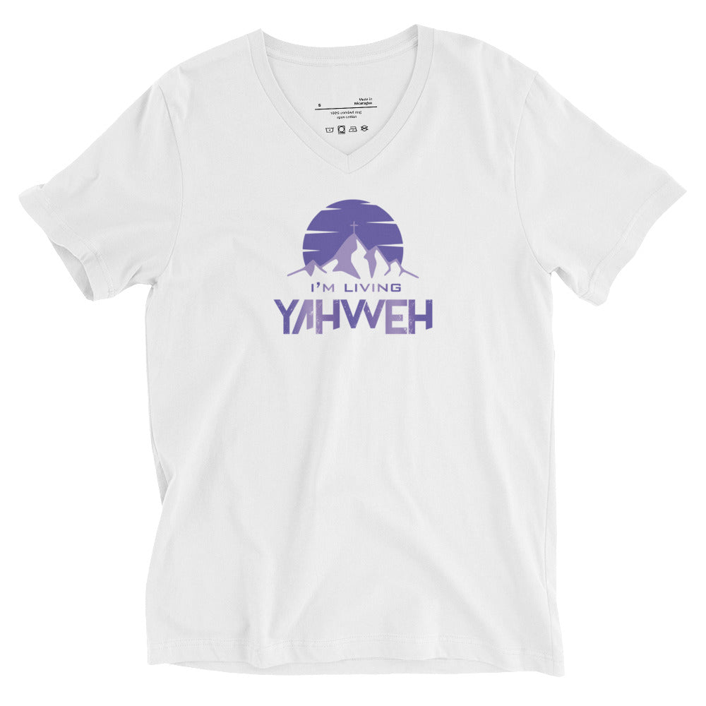 I'm Living Yahweh | Unisex Short Sleeve V-Neck T-Shirt | Amethyst