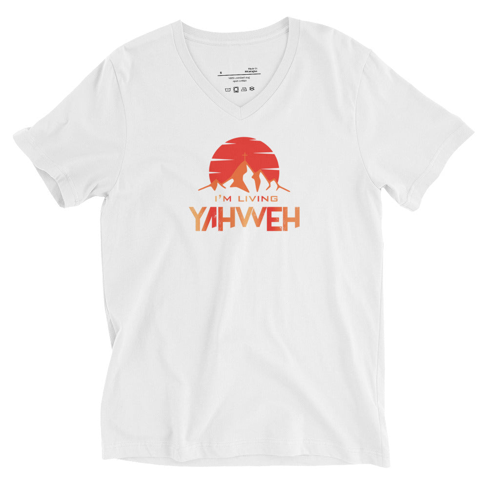 I'm Living Yahweh | Unisex Short Sleeve V-Neck T-Shirt | Ruby