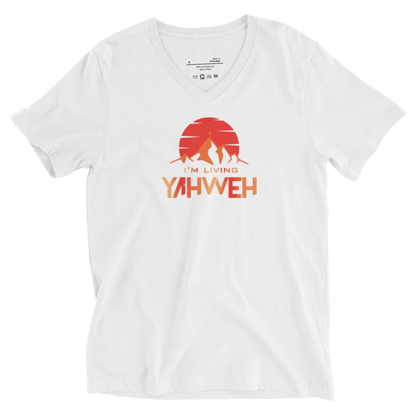I'm Living Yahweh | Unisex Short Sleeve V-Neck T-Shirt | Ruby