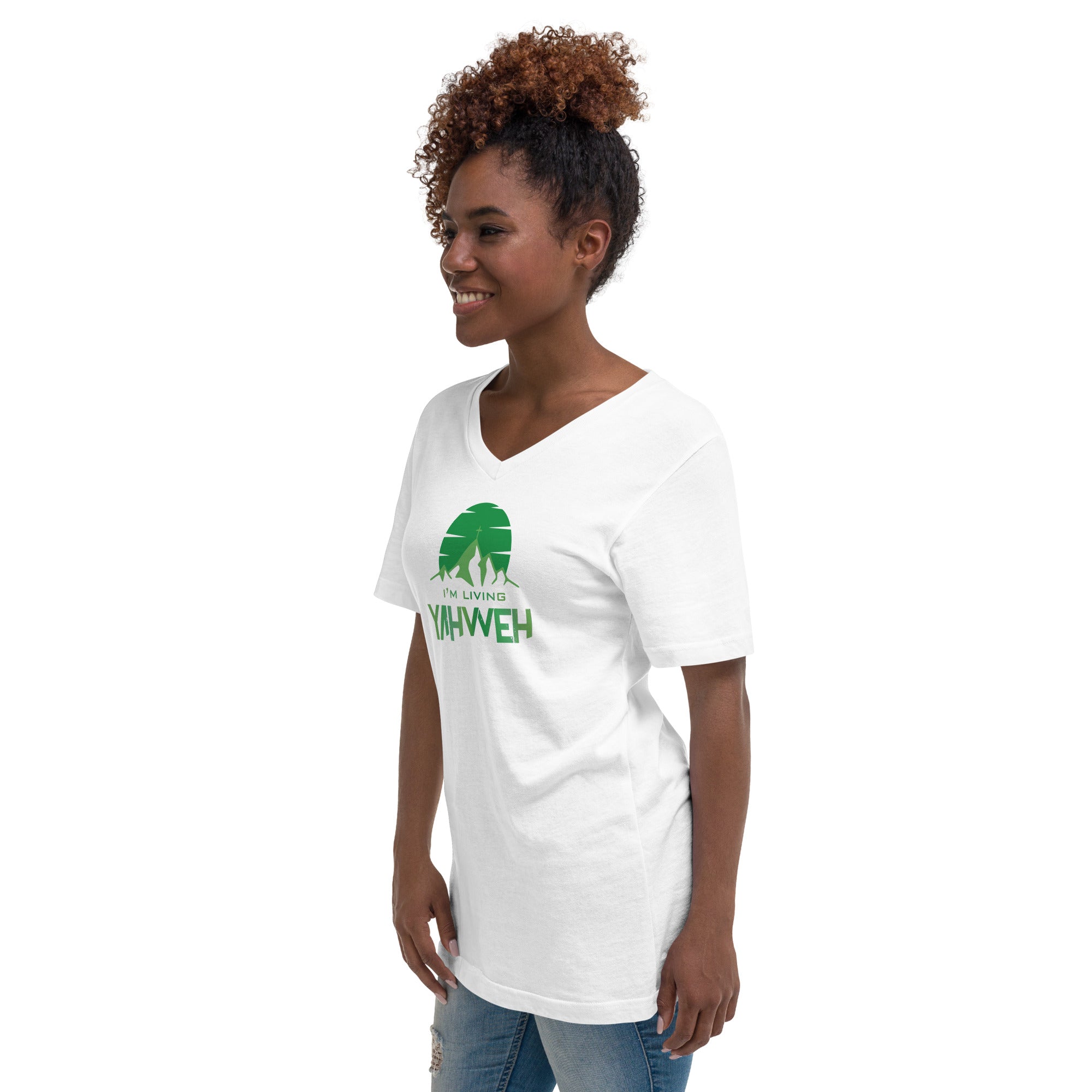 I'm Living Yahweh | Unisex Short Sleeve V-Neck T-Shirt | Emerald