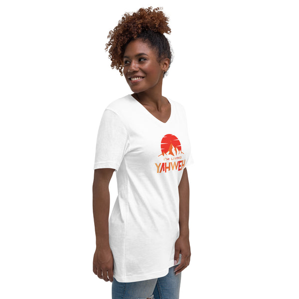 I'm Living Yahweh | Unisex Short Sleeve V-Neck T-Shirt | Ruby
