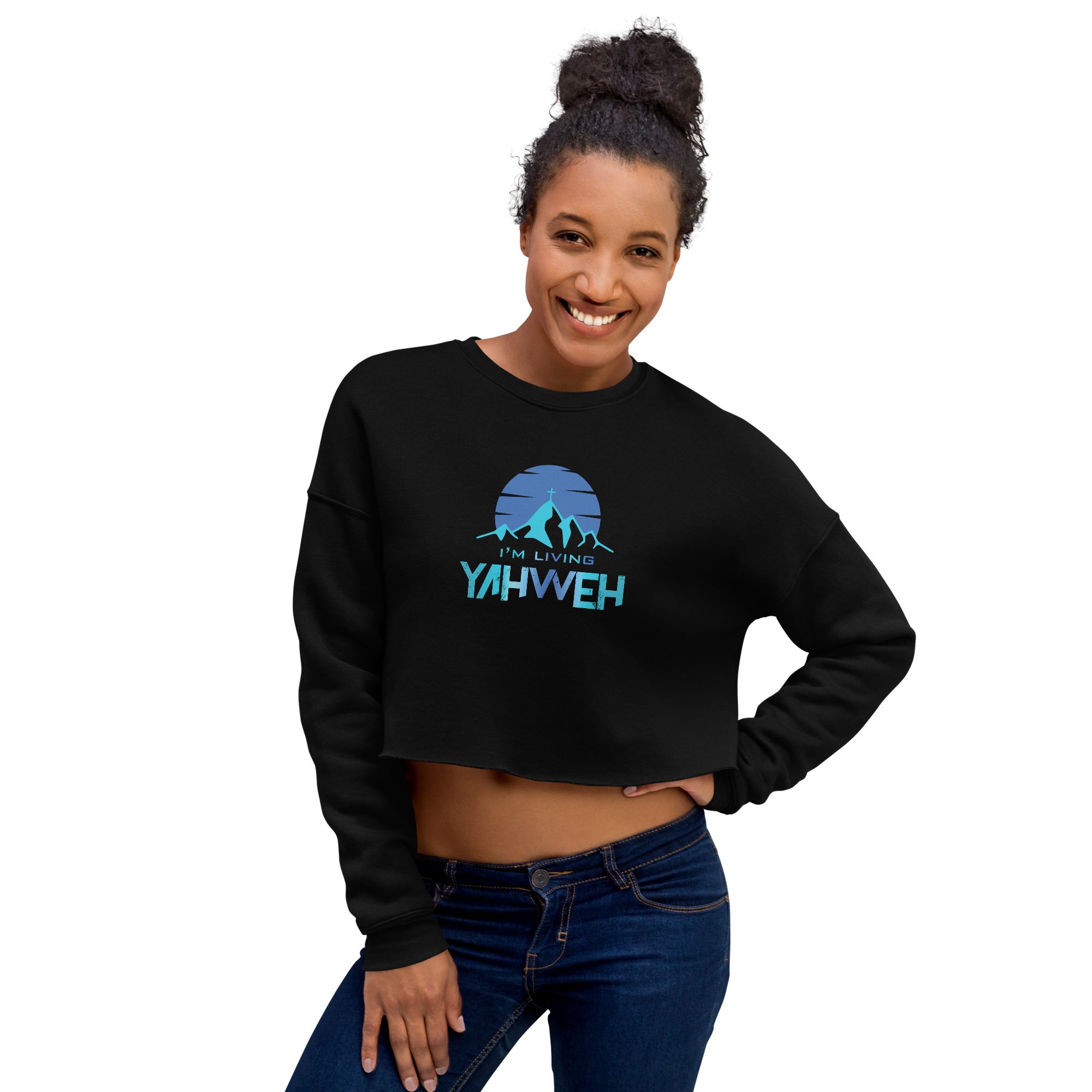 I'm Living Yahweh | Crop Sweatshirt | Sapphire