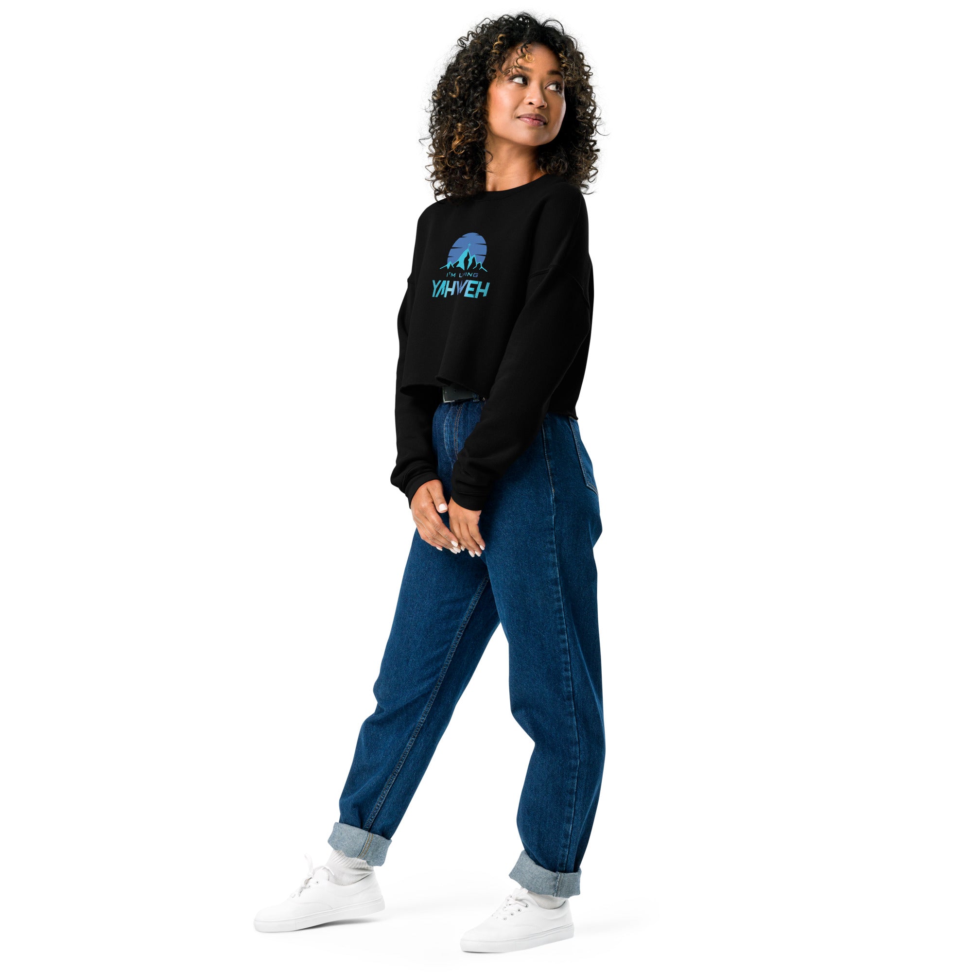 I'm Living Yahweh | Crop Sweatshirt | Sapphire