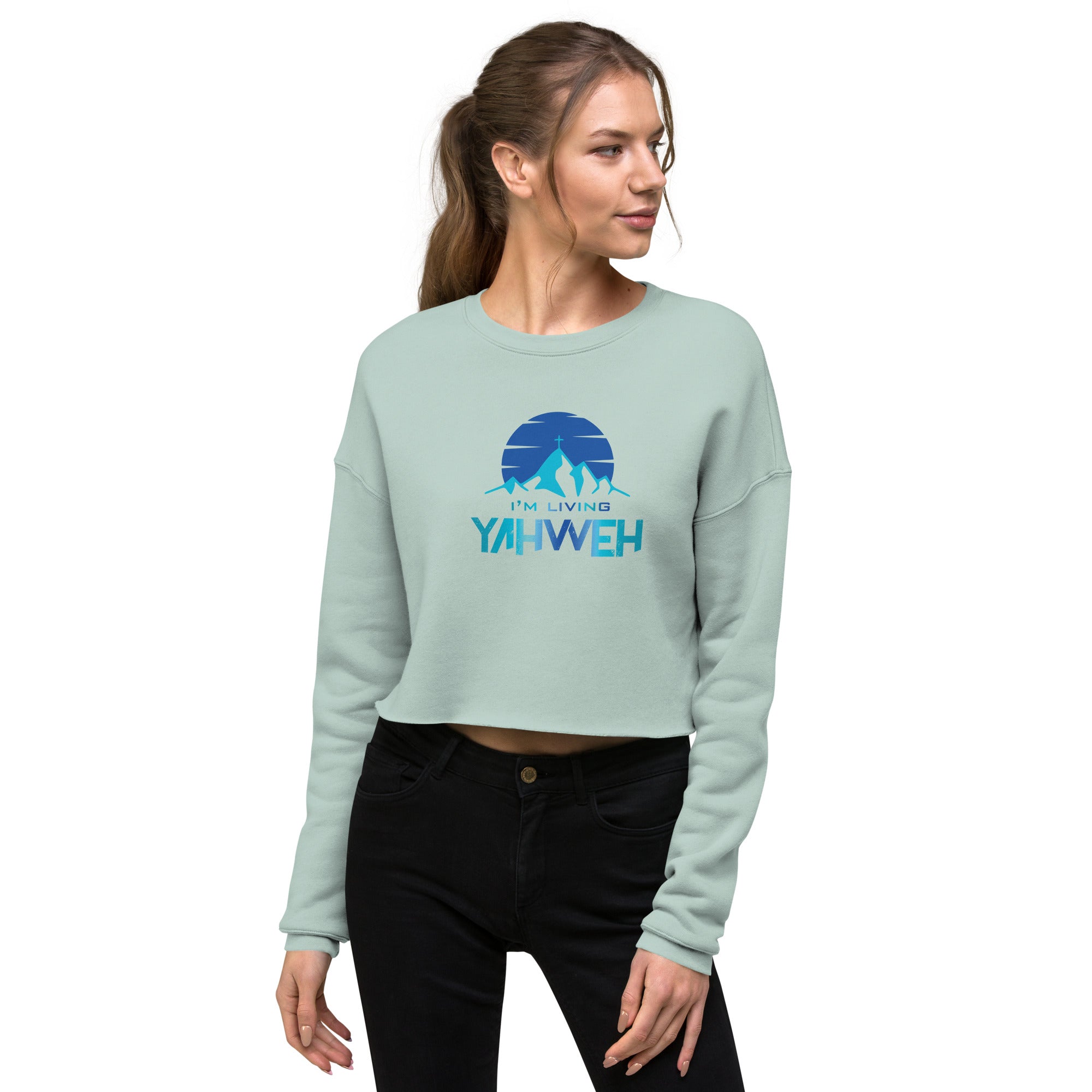 I'm Living Yahweh | Crop Sweatshirt | Sapphire