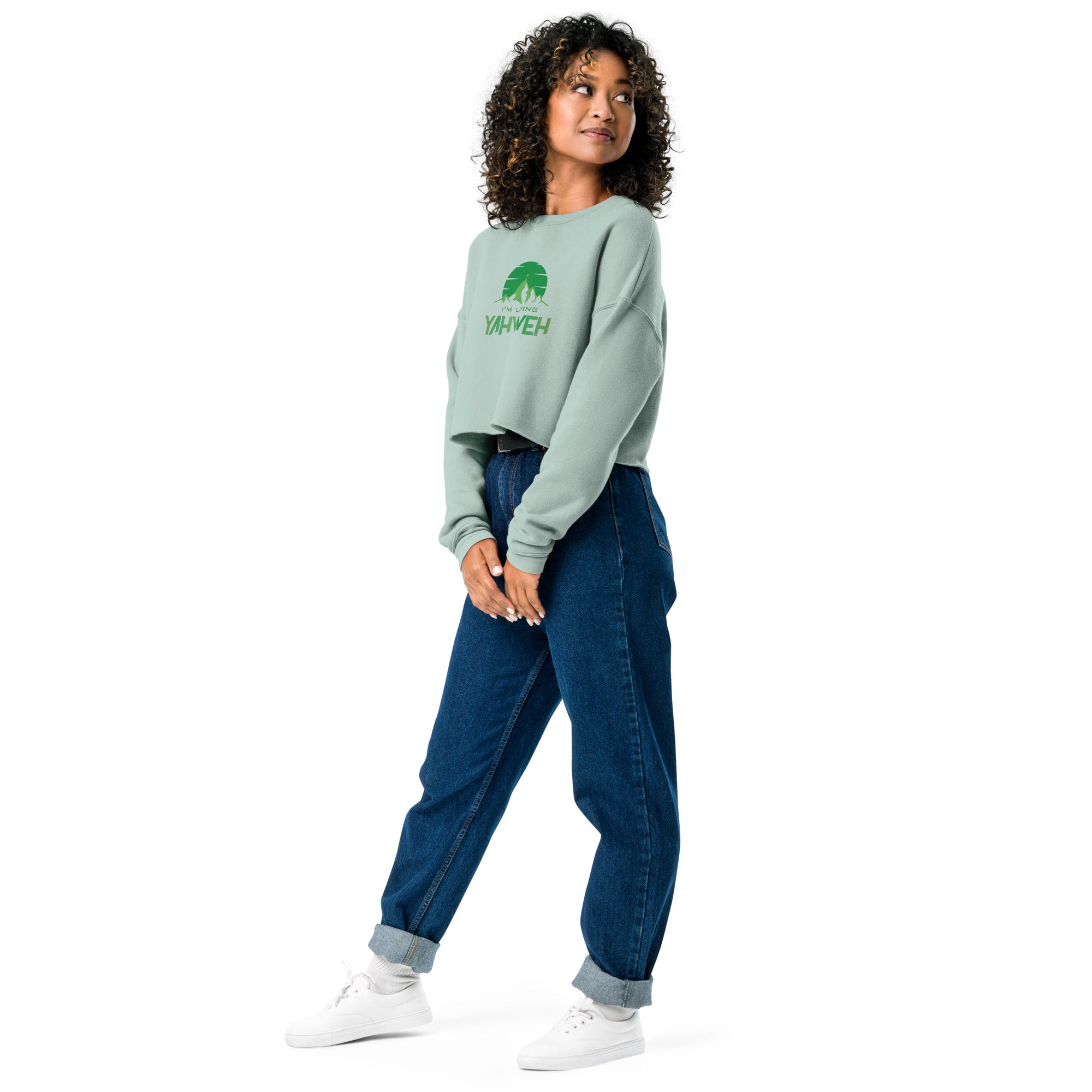 I'm Living Yahweh | Crop Sweatshirt | Emerald